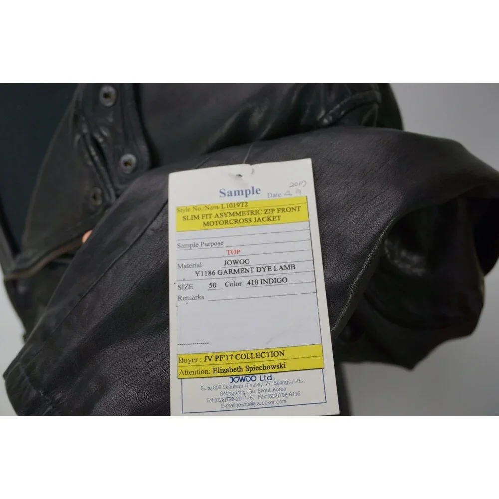 John Varvatos Indigo Motorcycle Biker Sheep Leather Jacket Coat Sz 50 NEW - Picture 4 of 8